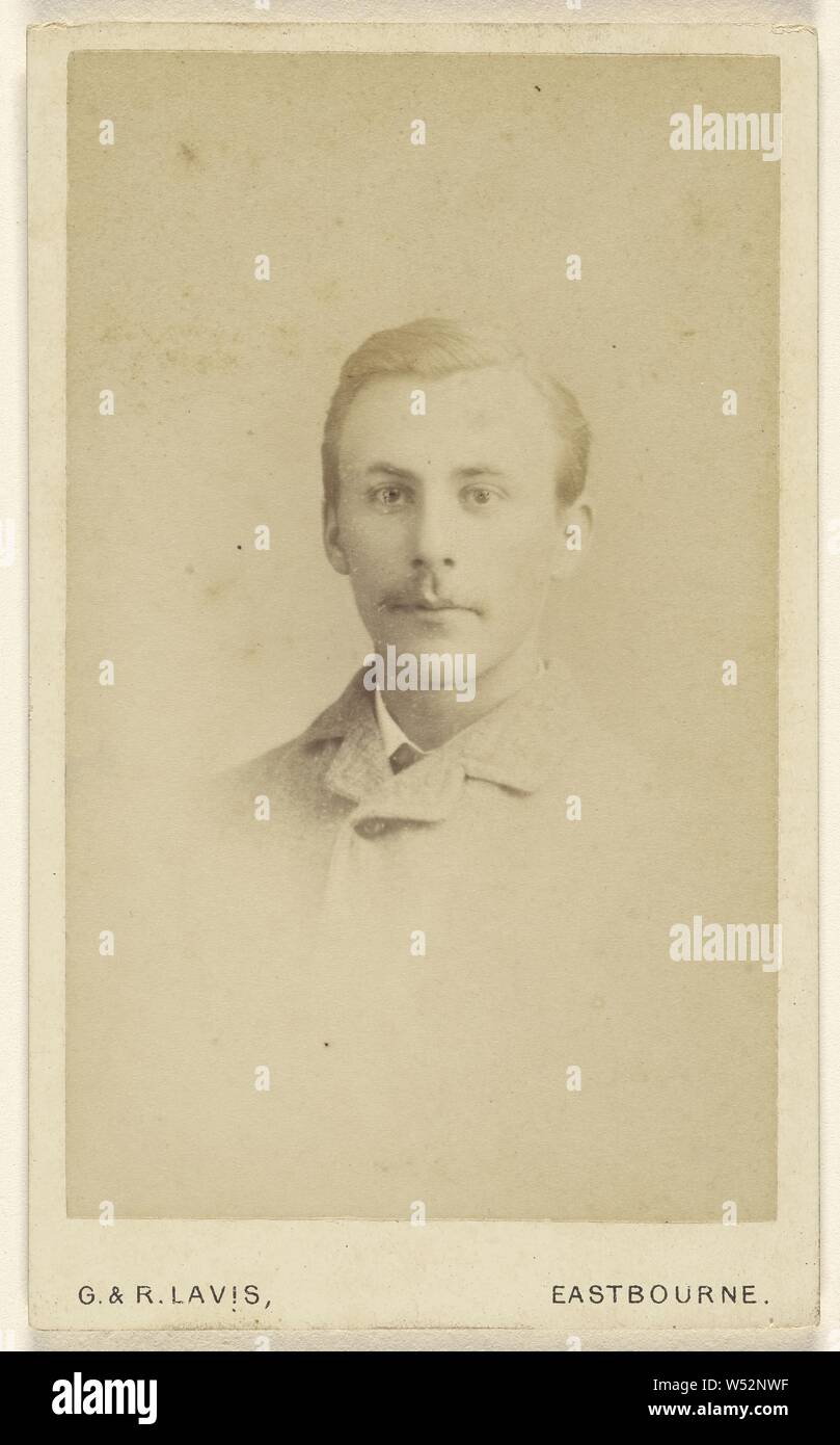 Unidentified man with moustache, in vignette-style, George Lavis (British, active London and Eastbourne, England 1860s), Rebecca Lavis (British, active London and Eastbourne, England 1860s), about 1865, Albumen silver print Stock Photo