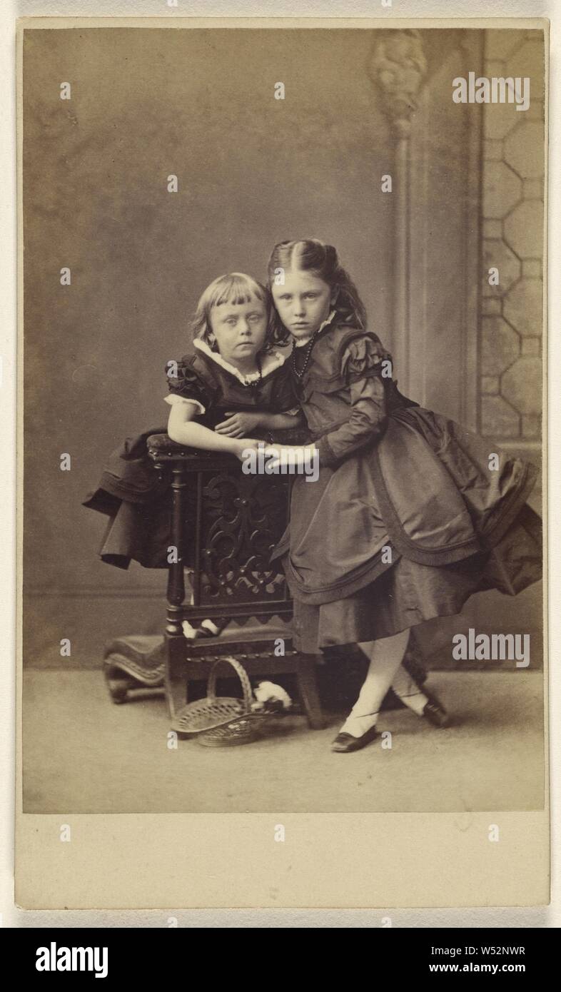 Two unidentified girls, standing, Thomas Rodger (Scottish, 1832 - 1883), about 1862, Albumen silver print Stock Photo