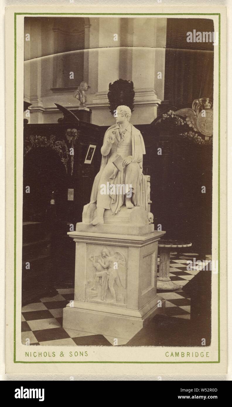Statue of Lord Byron at Trinity College, Cambridge., William Nichols & Company, 1865–1870, Albumen silver print Stock Photo