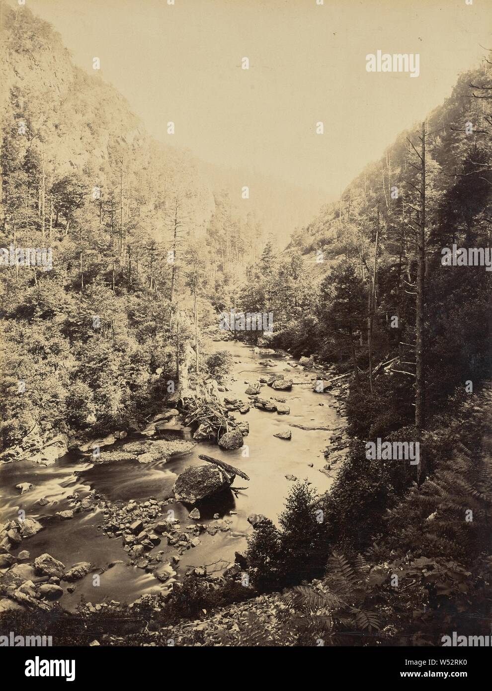 Doe River Gorge, Tennessee, John K. Hillers (American, 1843 - 1925), United States, 1894, Albumen silver print, 32.7 × 24.8 cm (12 7/8 × 9 3/4 in Stock Photo