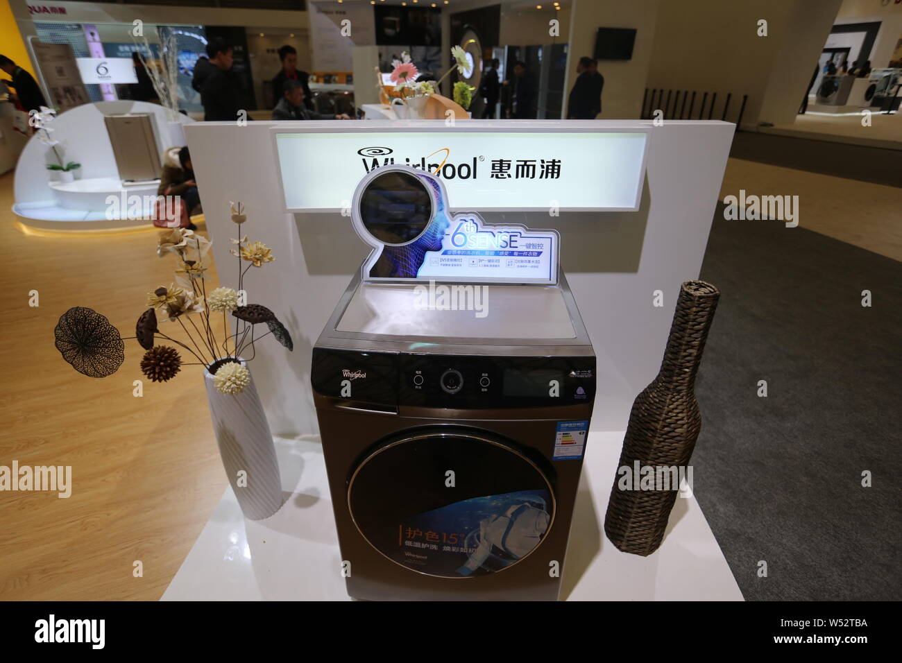 --FILE--View of the stand of American home appliance manufacturer Whirlpool Corporation during an exhibition in Shanghai, China, 9 March 2016.   Whirl Stock Photo