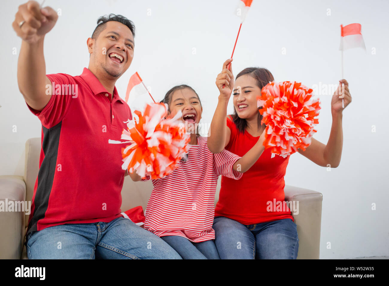 family indonesia celebrating independence day Stock Photo - Alamy