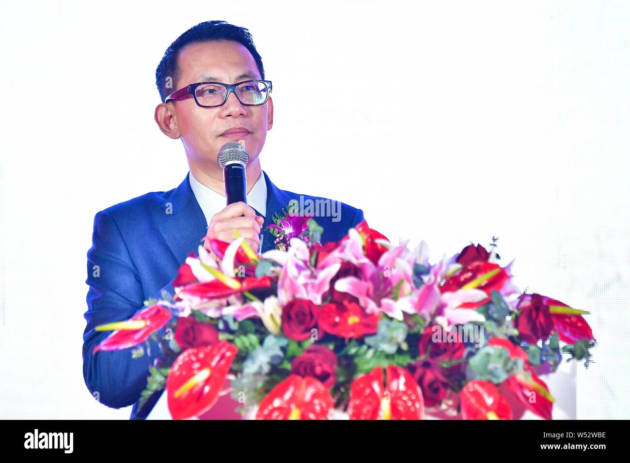 Shan Dawei, chairman of UB Group and genaral manager of creb.com, attends the 20th China International Real Estate & Architectural Technology Fair in Stock Photo