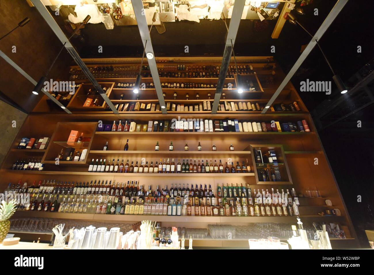 Interior view of the HHB Music House, a pub frequently visited by Jack Ma or Ma Yun, Chairman of Alibaba Group, and other stars and celebrities, in Xi Stock Photo