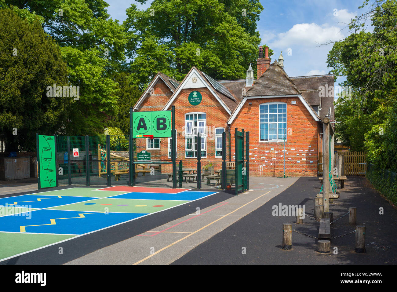 The traditional Victorian village school building in South Stoke, Oxfordshire Stock Photo