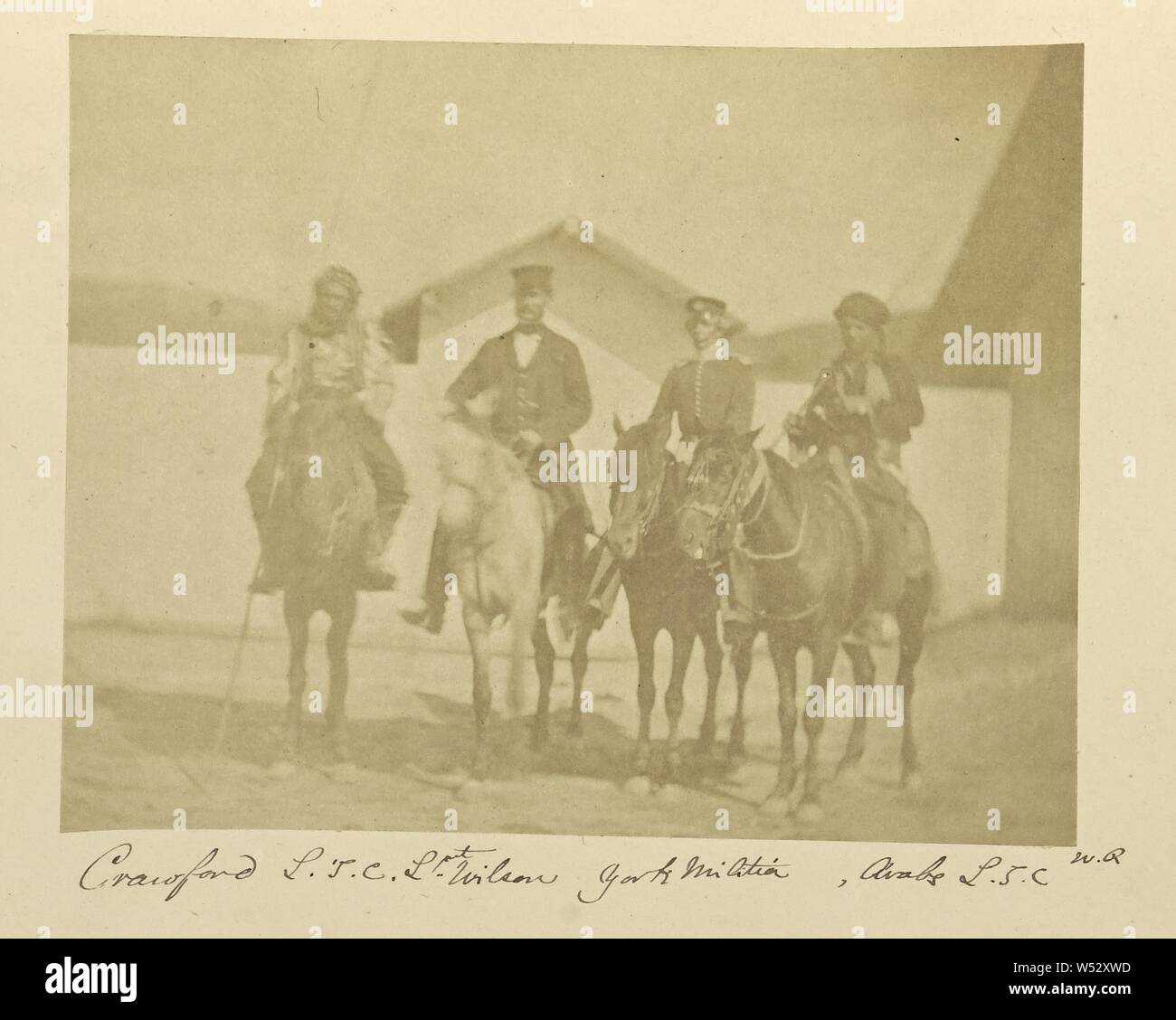 Crawford L.T.C., Lieut. Wilson, Gorti Militia, Arabs L.T.C., Dr. William Robertson (Scottish, 1818 - 1882), Turkey, 1855 - 1856, Albumen silver print, 8.1 × 10.4 cm (3 3/16 × 4 1/8 in Stock Photo