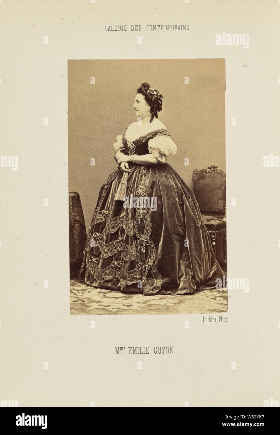 Madame Emilie Guyon, André Adolphe-Eugène Disdéri (French, 1819 - 1889), Paris, France, about 1862, Albumen silver print, 8.4 × 5.1 cm (3 5/16 × 2 in Stock Photo