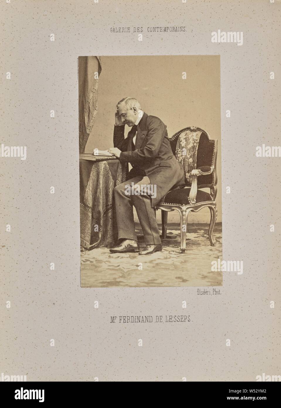 Monsieur Ferdinand de Lesseps, André Adolphe-Eugène Disdéri (French, 1819 - 1889), Paris, France, 1862, Albumen silver print, 8.4 × 5.2 cm (3 5/16 × 2 1/16 in Stock Photo