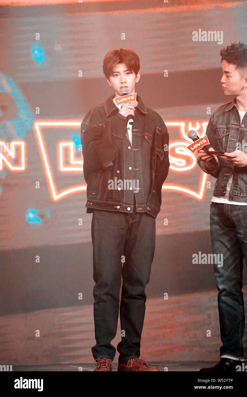 Singer and rapper Cai Xukun of Chinese boy group Nine Percent attends a ...