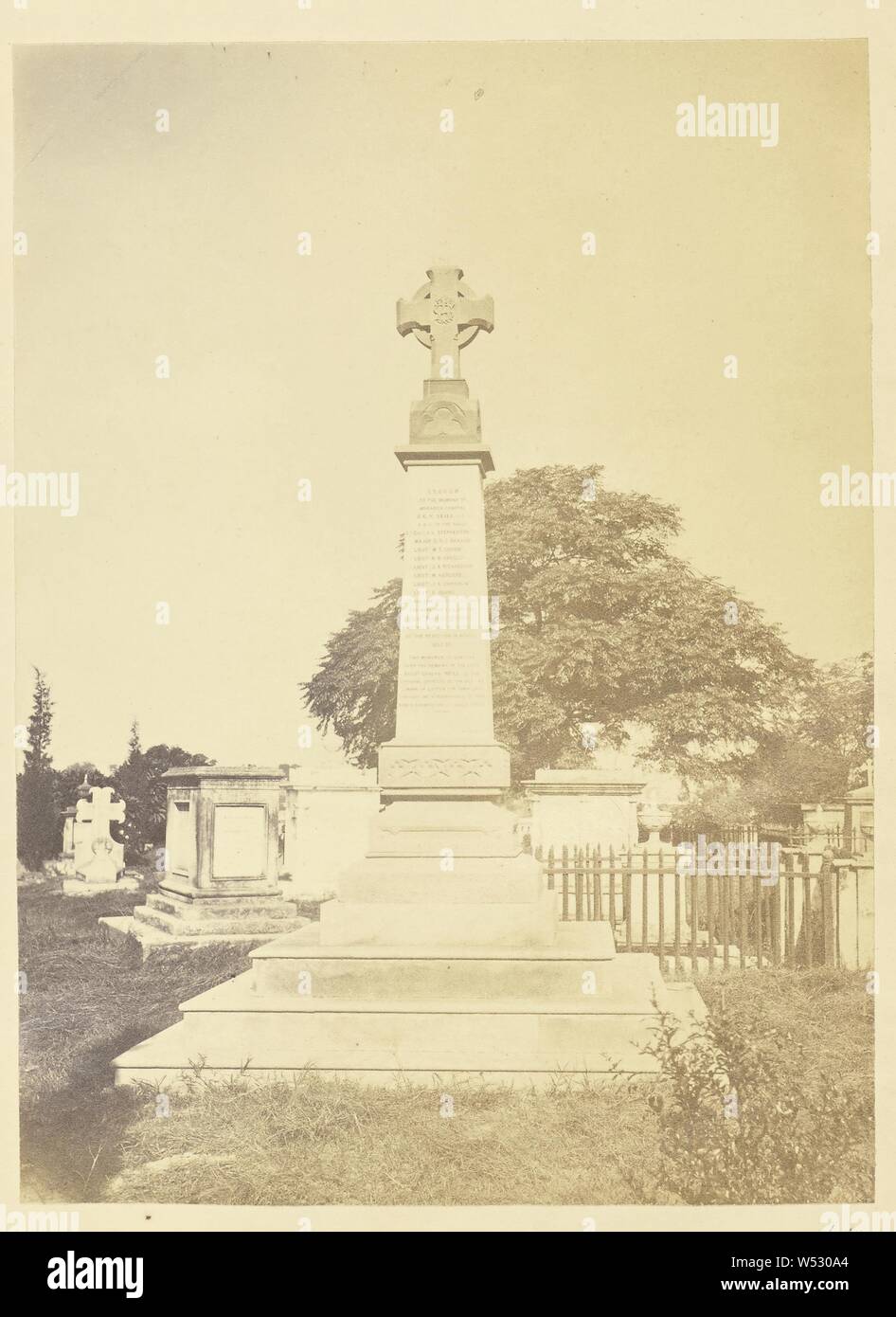 Tomb of Brigadier General J.G.S. Neill at the Residency Cemetery, Lucknow, Unknown, Lucknow, India, about 1863–1887, Albumen silver print, 16.1 × 11.8 cm (6 5/16 × 4 5/8 in Stock Photo