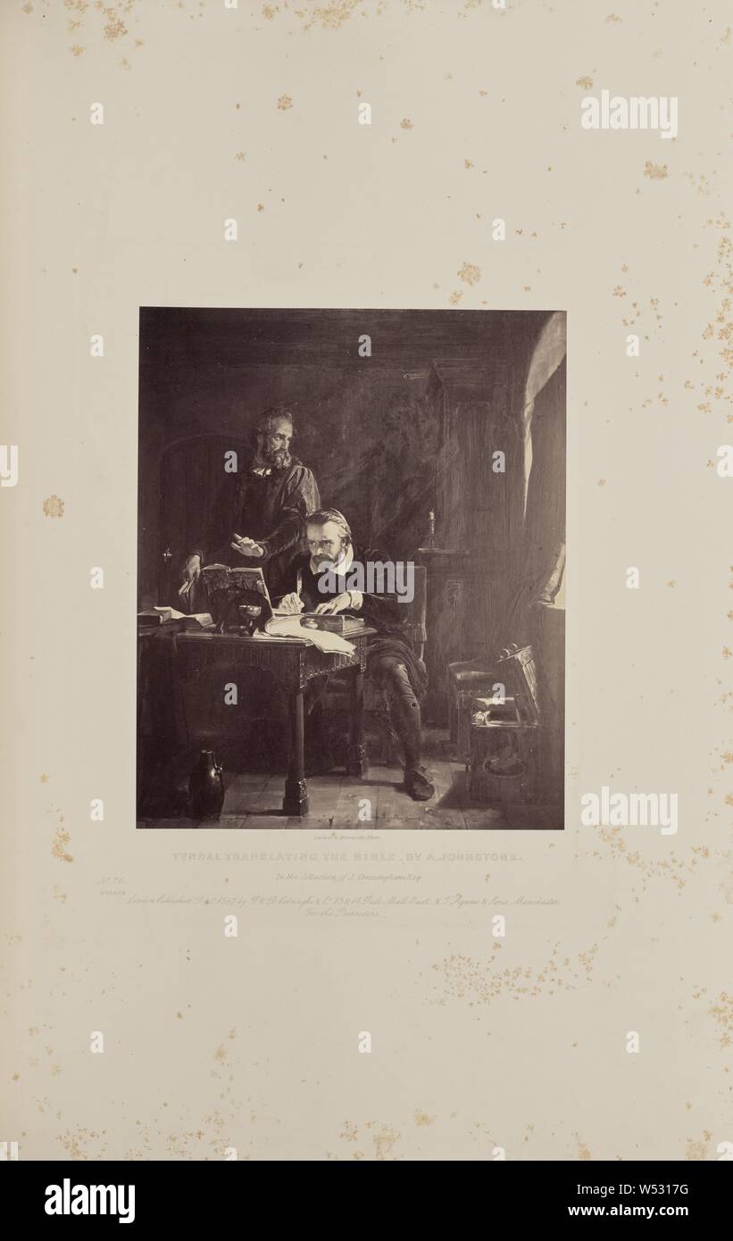 Tyndal sic Translating the Bible, by A. Johnstone sic, Caldesi & Montecchi (British, active 1850s), London, England, 1858, Albumen silver print, 23.7 × 19.5 cm (9 5/16 × 7 11/16 in Stock Photo