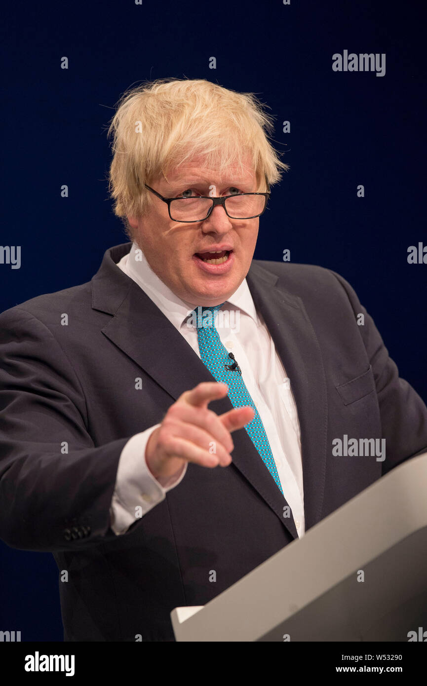Boris Johnson makes his speech at Tory Conference, Tuesday Manchester 2015 Stock Photo