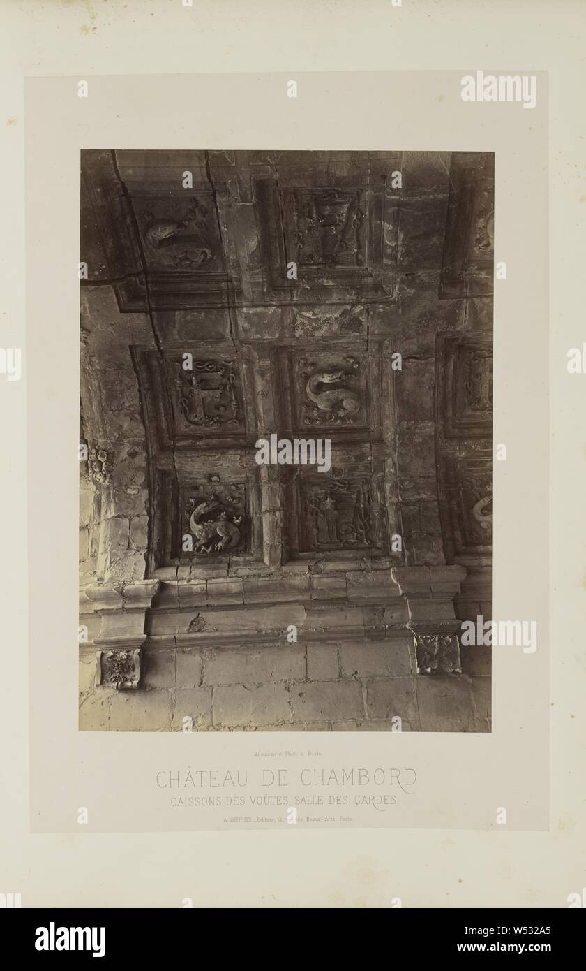 Château de Chambord: Caissons des voûtes, salle des gardes, Médéric Mieusement (French, 1840 - 1905), Paris, France, 1875, Albumen silver print, 32 × 22.7 cm (12 5/8 × 8 15/16 in Stock Photo