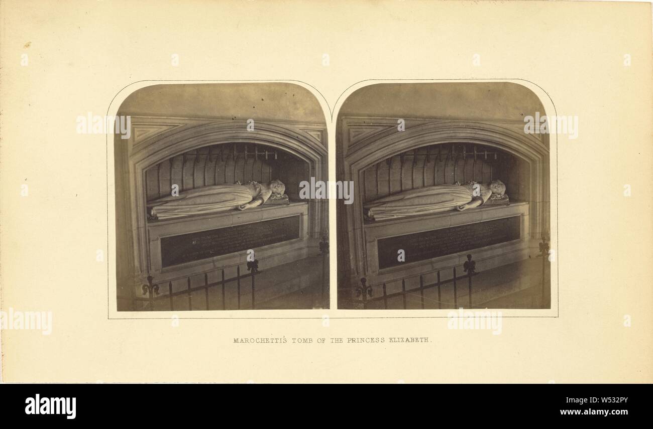 Marochetti's Tomb of the Princess Elizabeth, Unknown maker, England, about 1859–1861, Albumen silver print, 7.4 × 14.2 cm (2 15/16 × 5 9/16 in Stock Photo