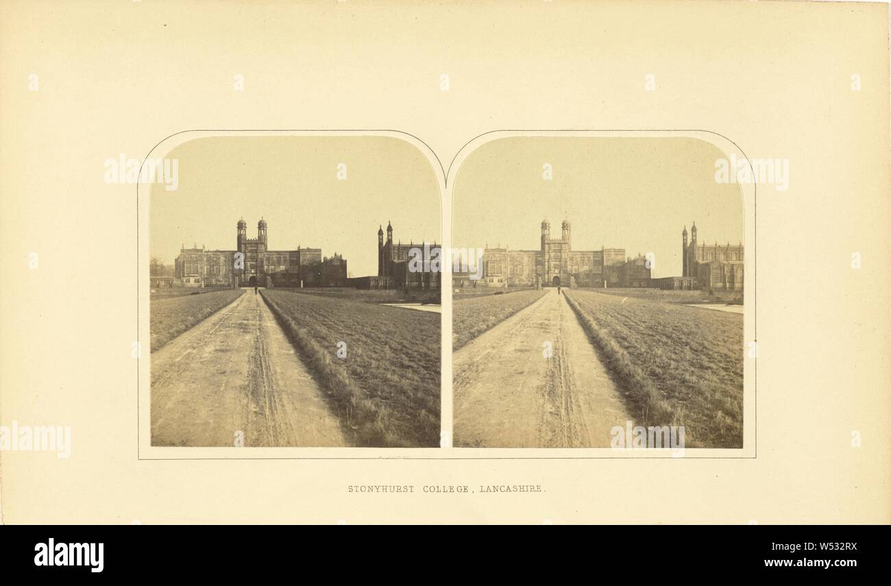 Stonyhurst College, Lancashire, Possibly Roger Fenton (English, 1819 - 1869), Lancashire, England, about 1859, Albumen silver print, 7.4 × 14.1 cm (2 15/16 × 5 9/16 in Stock Photo