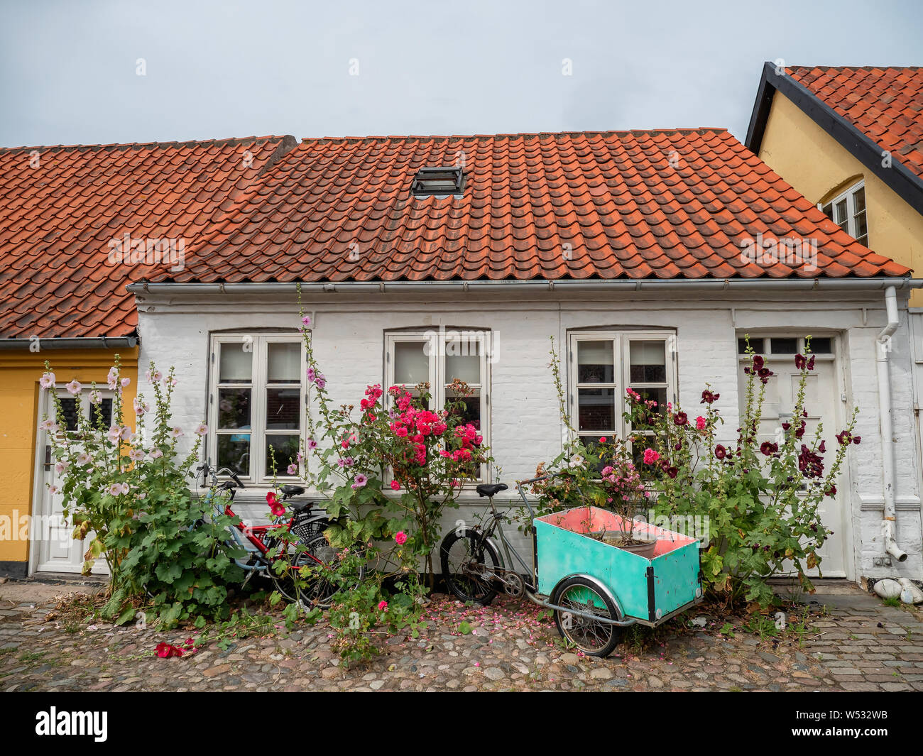 Ebeltoft idyllic traditional half timbered houses, Denmark Stock Photo