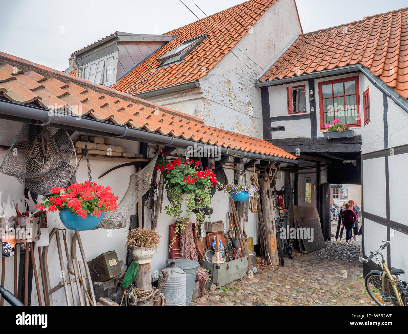 Ebeltoft idyllic traditional half timbered houses, Denmark Stock Photo
