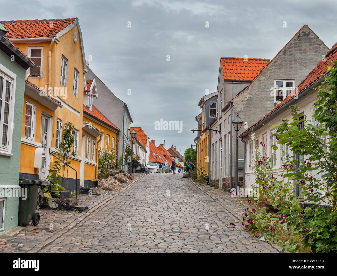 Ebeltoft idyllic traditional half timbered houses, Denmark Stock Photo