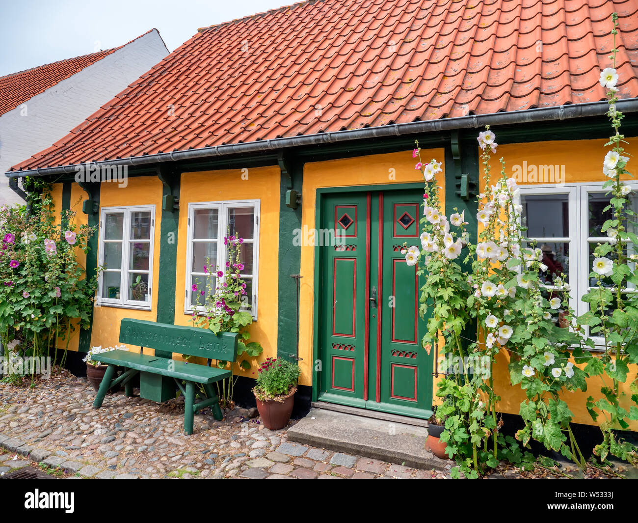 Ebeltoft idyllic traditional half timbered houses, Denmark Stock Photo