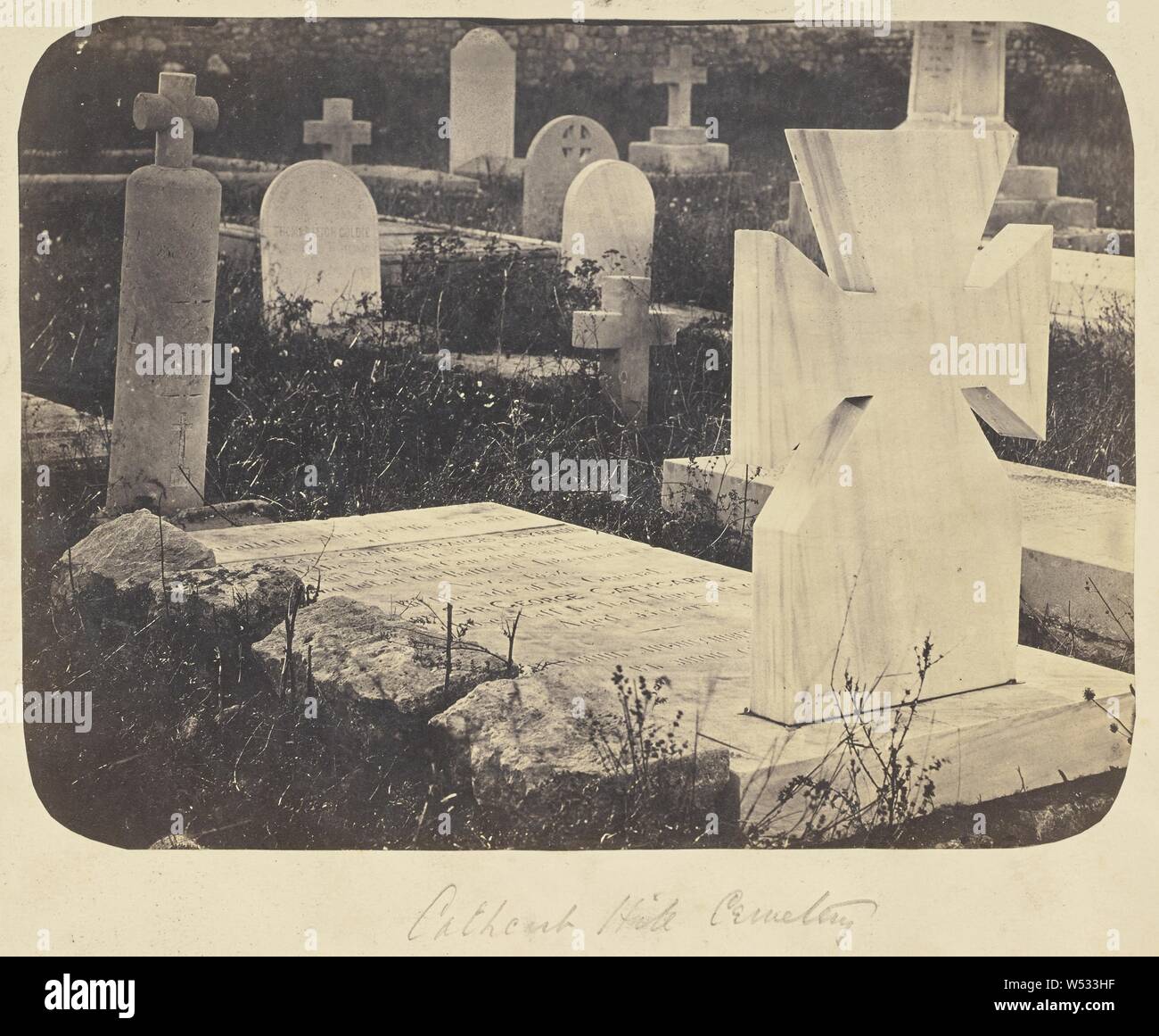 Cathcart sic Hill Cemetery, Unknown, Sevastopol, Ukraine, 1850s–1890s, Albumen silver print, 17.1 × 22.8 cm (6 3/4 × 9 in Stock Photo