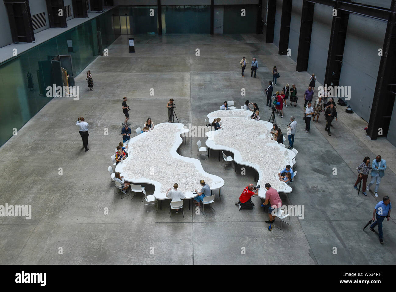 London, UK. 26 July 2019. A general views tables with Lego at the preview of "The structural evolution project", 2004, by Olafur at Tate Modern. Exhibited for the first