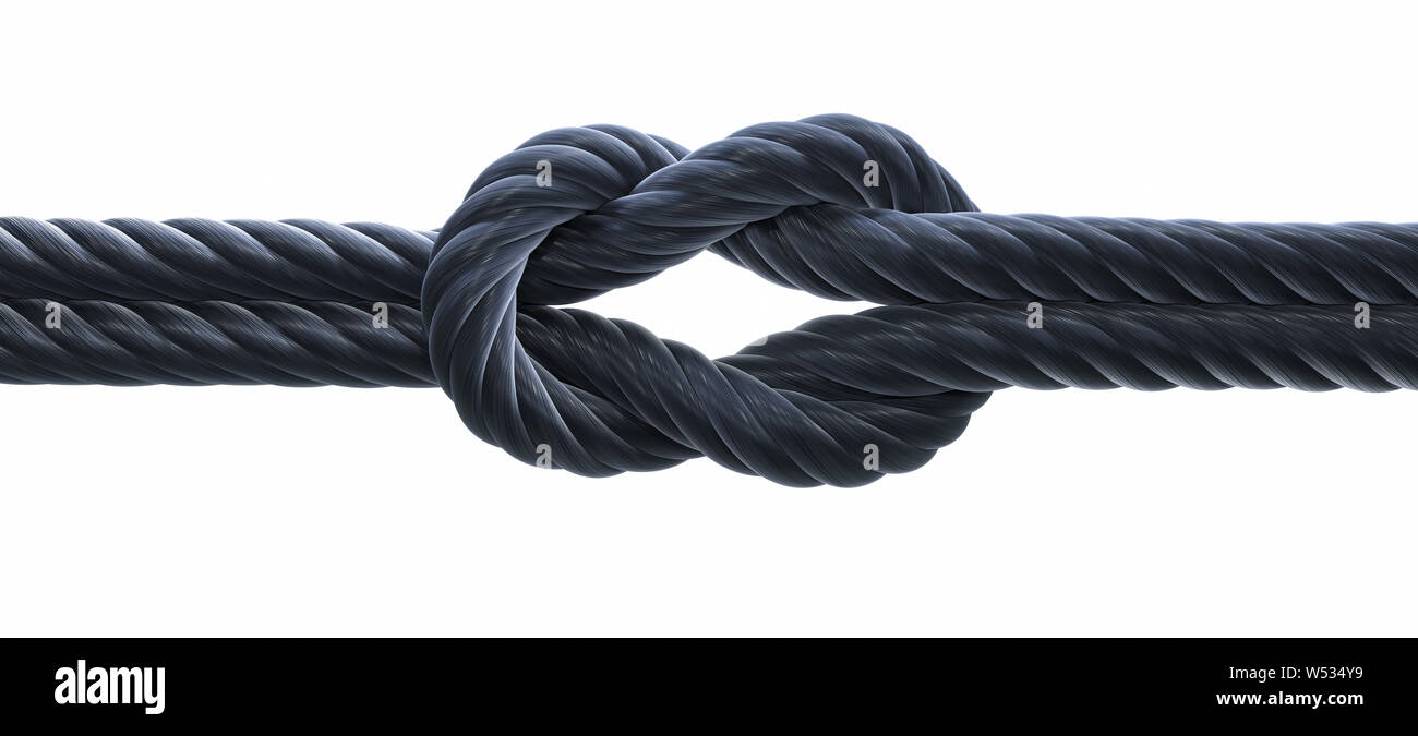 Black reef knot or square knot - 3D illustration Stock Photo