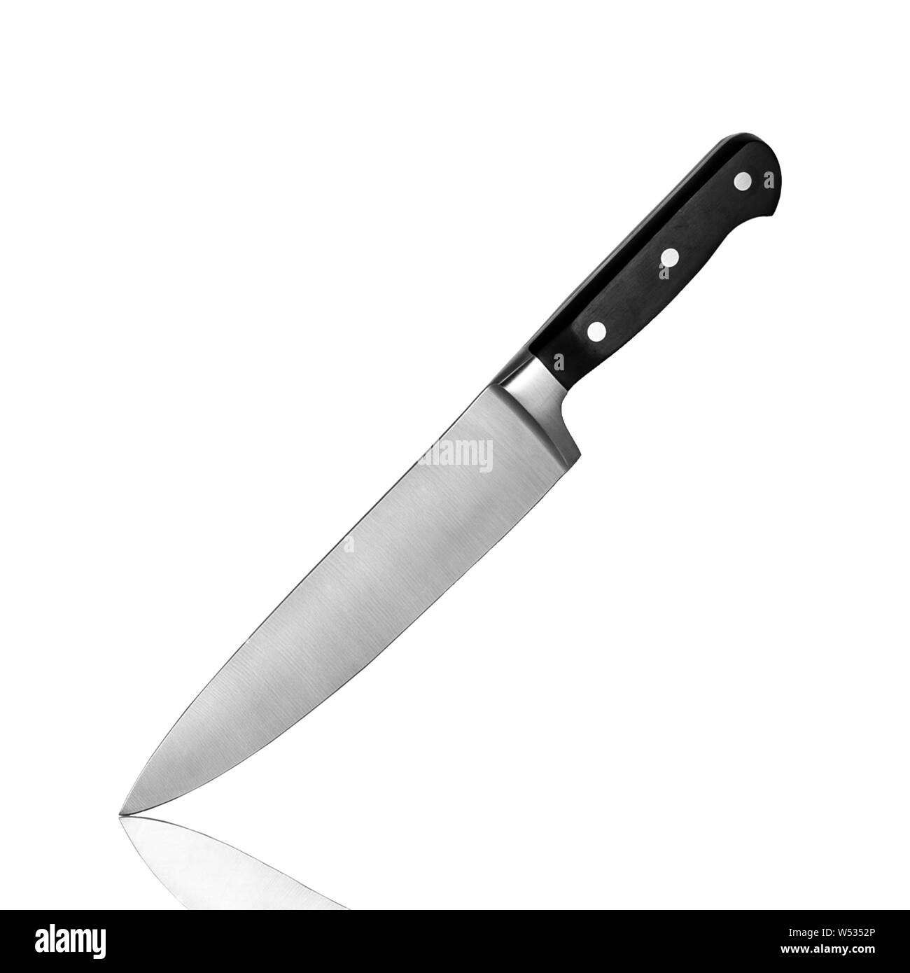 Stainless steel chef's knife with plastic handle isolated on white Stock Photo