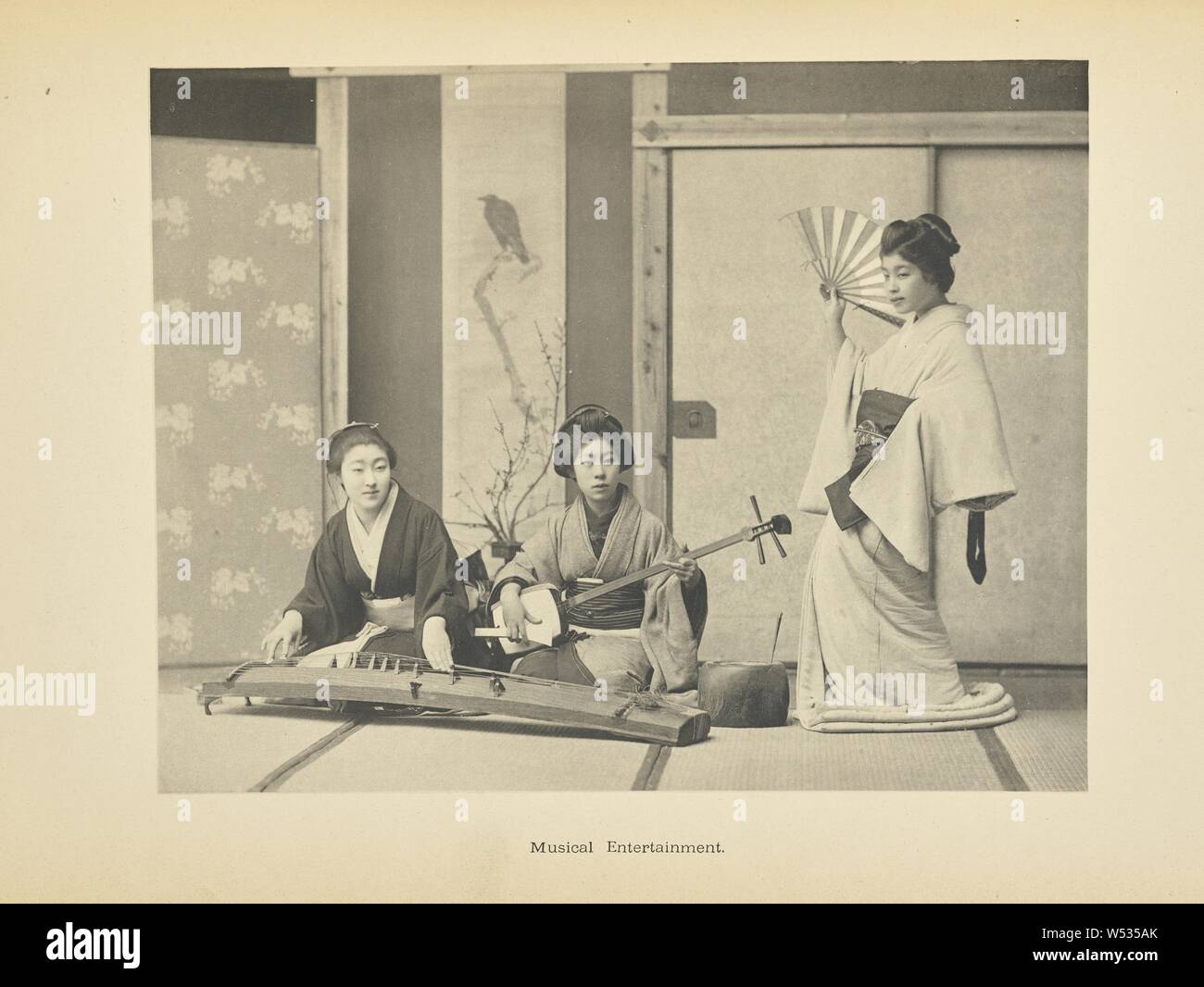 Musical Entertainment, Kazumasa Ogawa (Japanese, 1860 - 1929), Tokyo, Japan, 1893–1895, Collotype, 20.8 × 26.5 cm (8 3/16 × 10 7/16 in Stock Photo