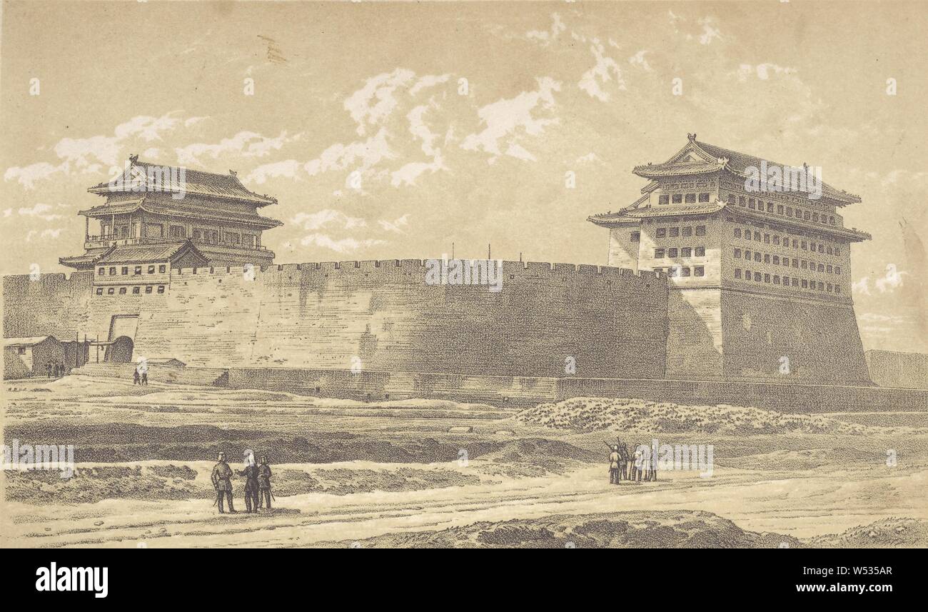 Anting Gate of Peking Occupied by the Allied Forces, Felice Beato (English, born Italy, 1832 - 1909), London, England, negative 1860, print 1861, Lithograph, 10 x 16.4 cm (3 15/16 x 6 7/16 in Stock Photo