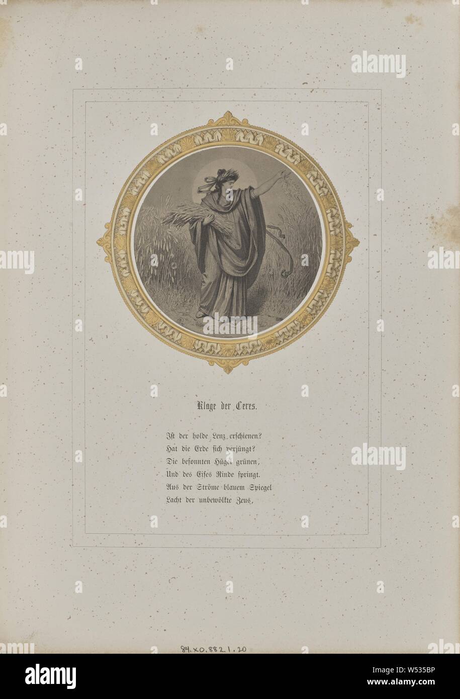 Klage der Ceres, Josef Albert (German, 1825 - 1886), Stuttgart, Germany, 1859–1862, Albumen silver print, 9.8 × 9.7 cm (3 7/8 × 3 13/16 in Stock Photo