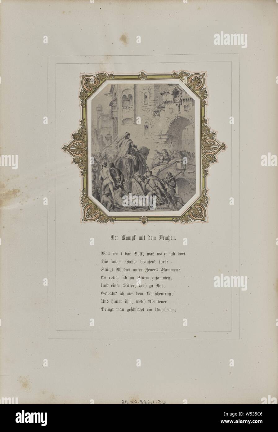 Der Kampf mit dem Drachen, Josef Albert (German, 1825 - 1886), Stuttgart, Germany, 1859–1862, Albumen silver print, 10.6 × 8.6 cm (4 3/16 × 3 3/8 in Stock Photo