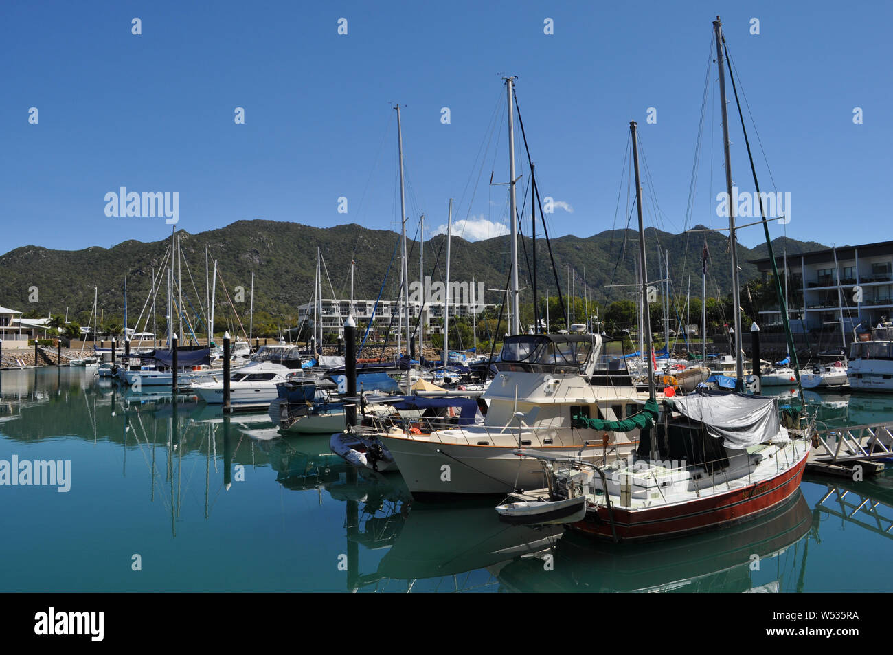 Yachts moored in the marina, Nelly Bay, Island, Queensland