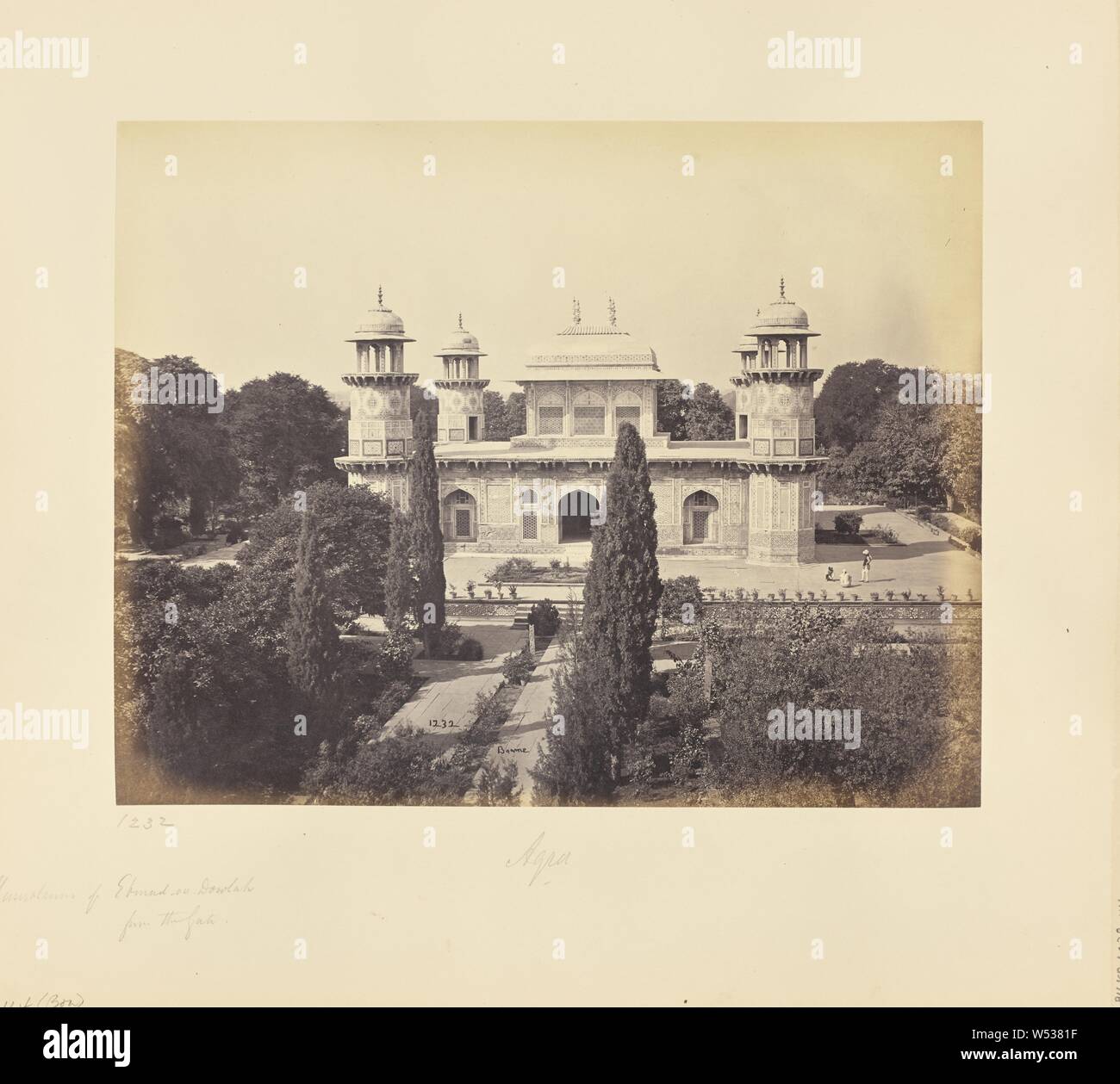 Agra, The Mausoleum of Prince Etmad-Dowlah, from the Gate, Samuel Bourne (English, 1834 - 1912), Agra, India, 1865–1866, Albumen silver print, 23 × 29.2 cm (9 1/16 × 11 1/2 in Stock Photo