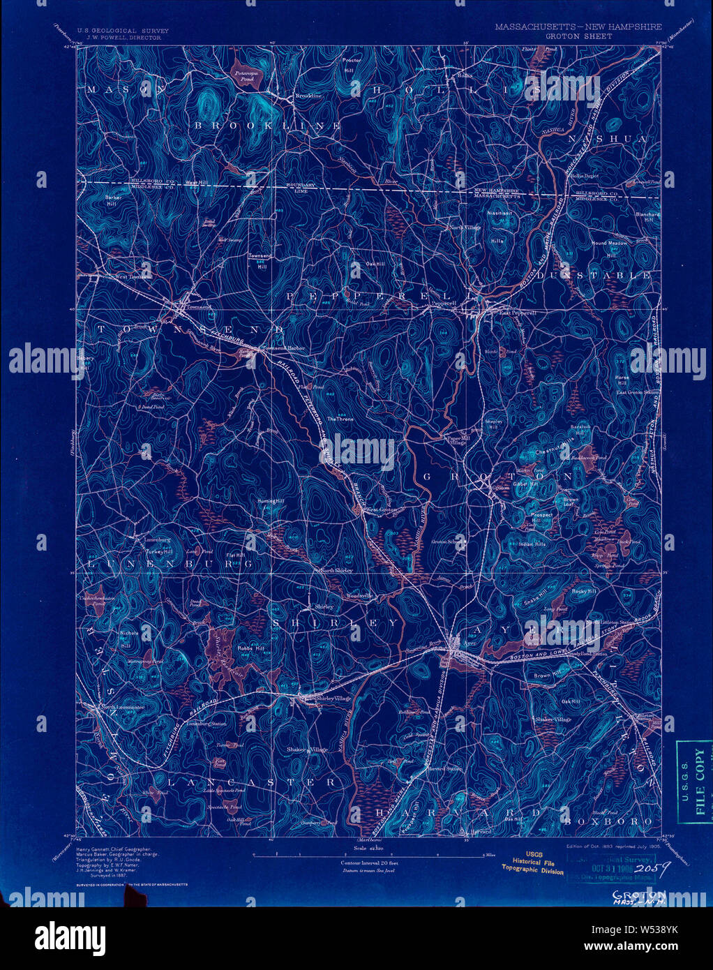 Groton Map Massachusetts USGS Historical Topo Map MA Groton 352753 1893 62500 ...