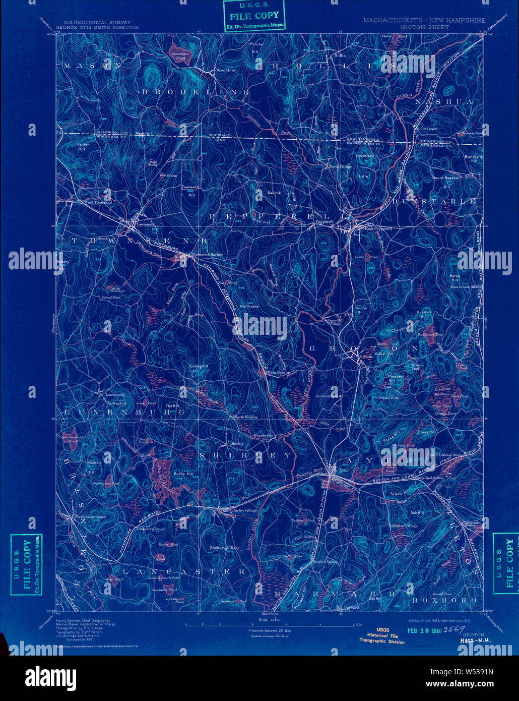 Groton Map Massachusetts USGS Historical Topo Map MA Groton 352754 1893 62500 ...
