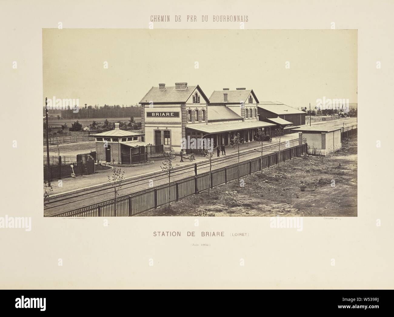 Station de Briare (Loiret), Auguste Hippolyte Collard (French, 1812 - 1885/1897), Paris, France, June 1862, Albumen silver print, 18.3 × 30.6 cm (7 3/16 × 12 1/16 in Stock Photo