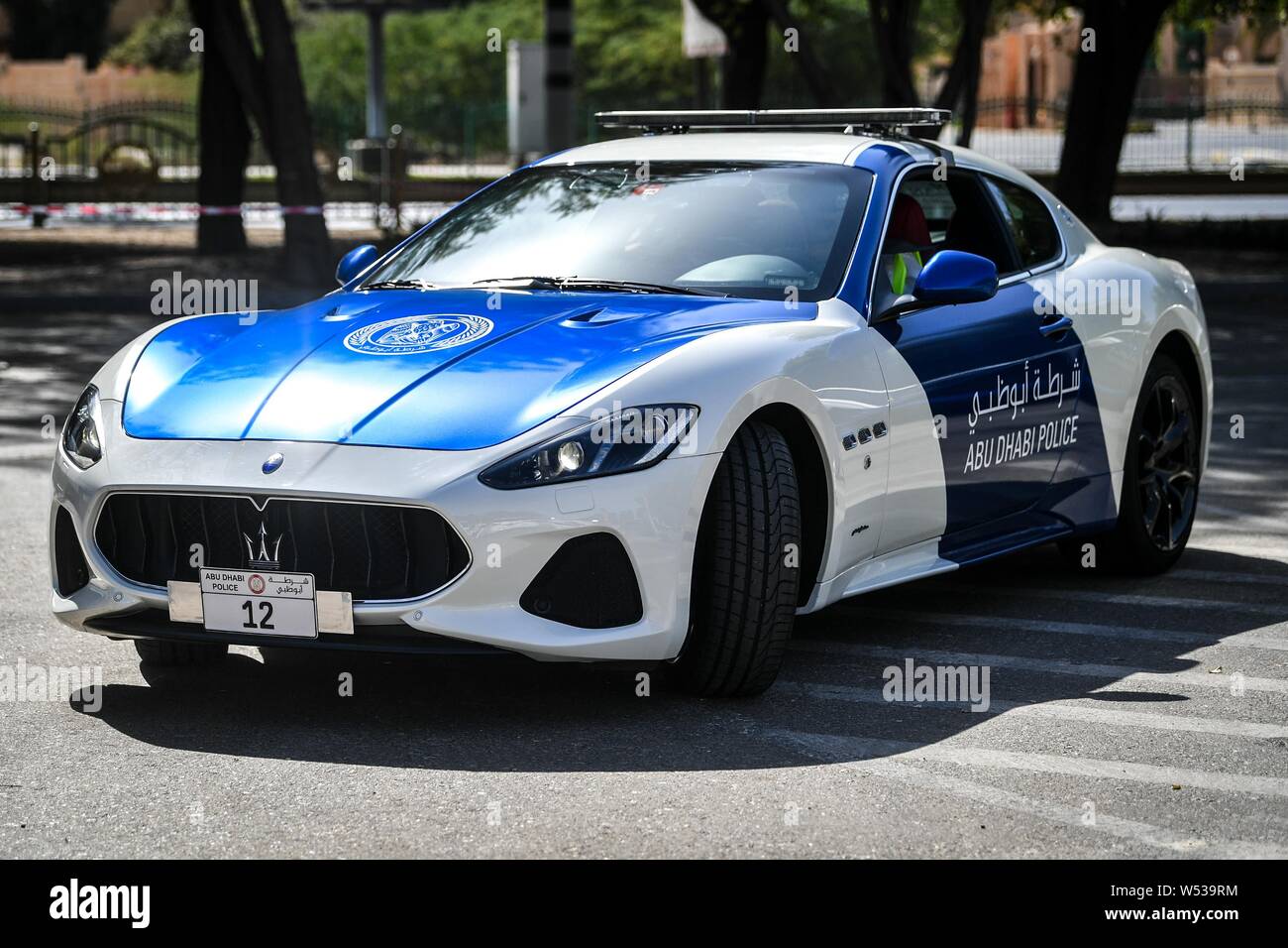 A police car of Maserati patrols ahead of the AFC Asian Cup group C match  between China and Kyrgyzstan near the Sheikh Khalifa International Stadium  i Stock Photo - Alamy