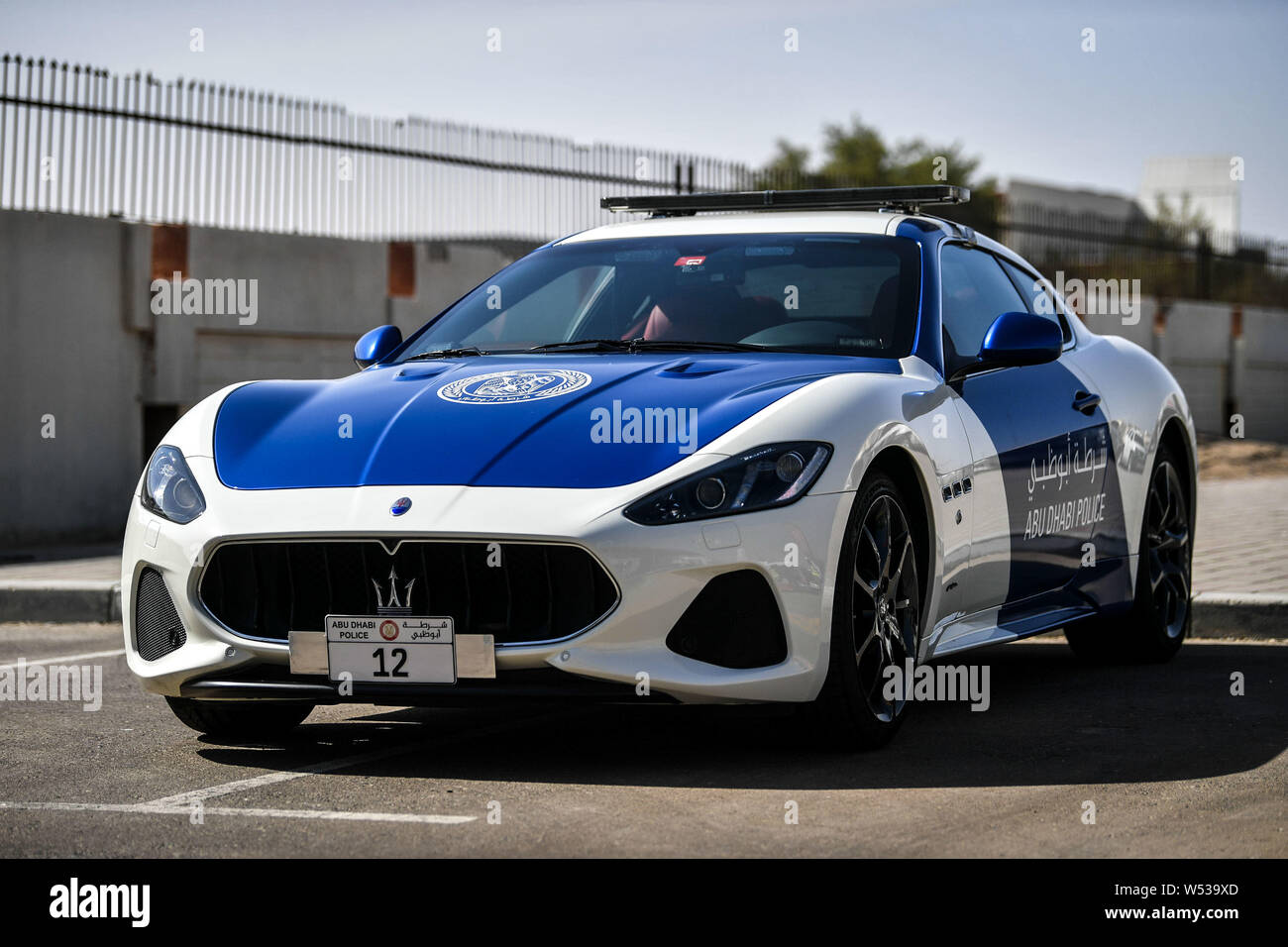 A police car of Maserati patrols ahead of the AFC Asian Cup group C match  between China and Kyrgyzstan near the Sheikh Khalifa International Stadium  i Stock Photo - Alamy