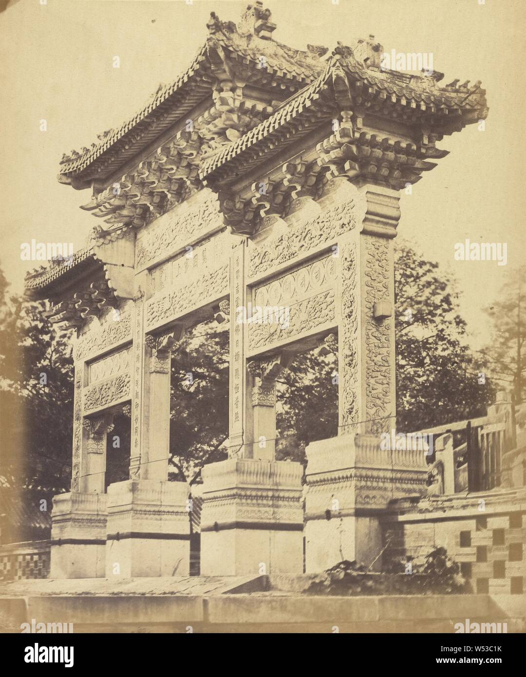 Arch in the Lama Temple, near Pekin, October, 1860, Felice Beato (English, born Italy, 1832 - 1909), Pekin, China, after October 6, 1860, Albumen silver print, 29 x 24 cm (11 7/16 x 9 7/16 in Stock Photo