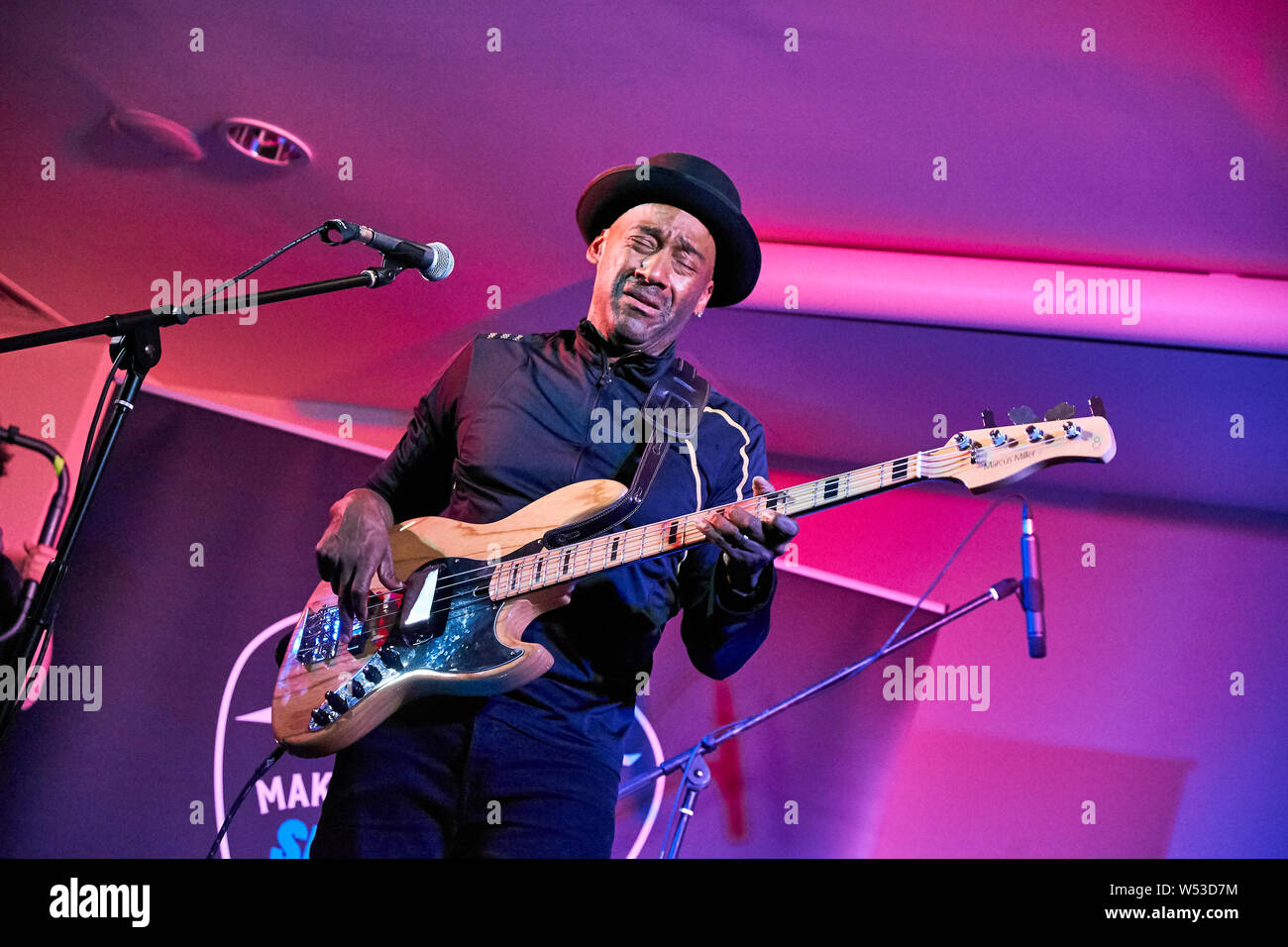 Marcus Miller appears promoting his own range of Sire Basses at Harbour
