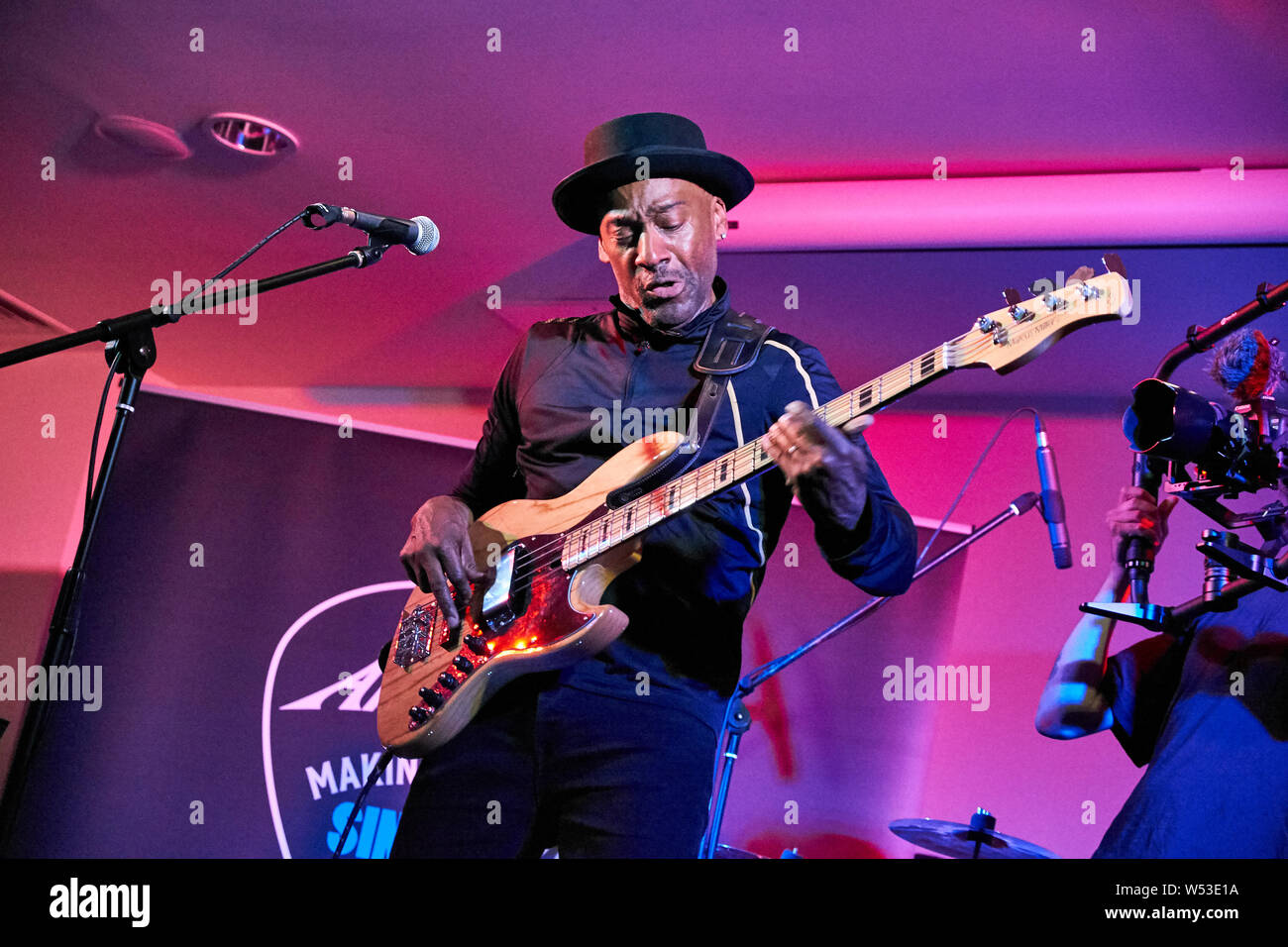 Marcus Miller appears promoting his own range of Sire Basses at Harbour