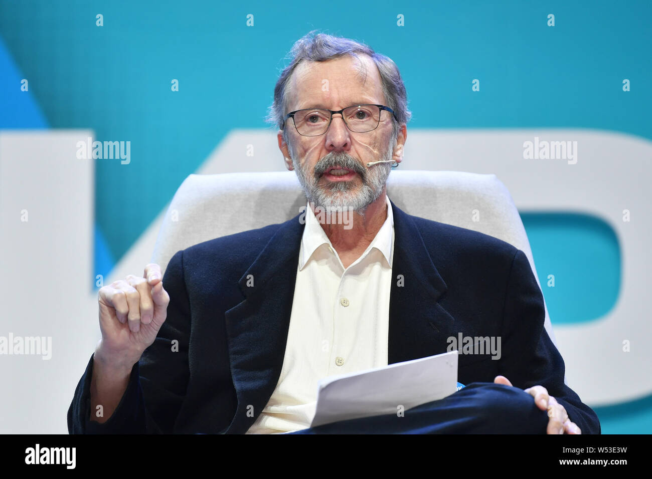 Ed Catmull, Pixar co-founder and computer animation pioneer, delivers a speech during the GeekPark IF 2019 in Beijing, China, 20 January 2019. Stock Photo