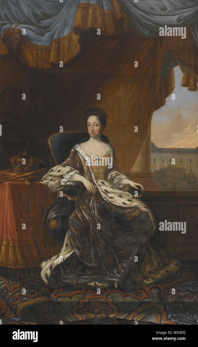 David von Krafft, Queen Hedvig Eleonora, Hedvig Eleonora, 1636-1715, Queen of Sweden, painting, Hedvig Eleonora of Holstein-Gottorp, Oil on canvas, Height, 268 cm (105.5 inches), Width, 162 cm (63.7 inches) Stock Photo