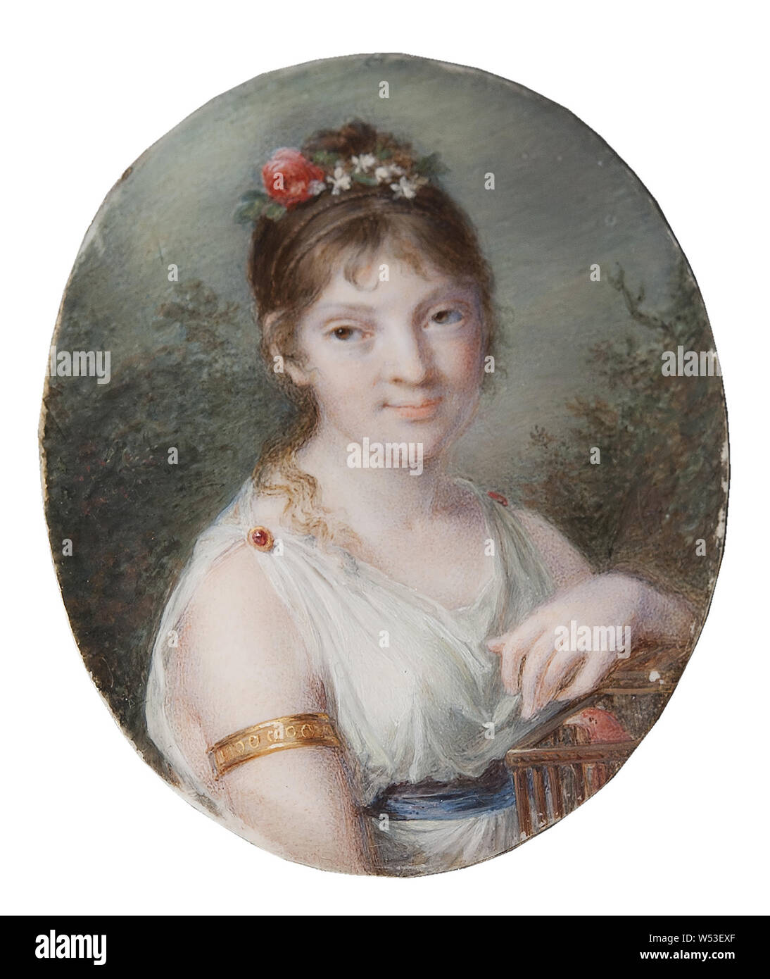 Egron Lundgren, Roman woman, Romarinna, painting, from 1845 until 1849, Watercolor on ivory, Height, 7.5 cm (2.9 inches), Width, 6.5 cm (2.5 inches) Stock Photo