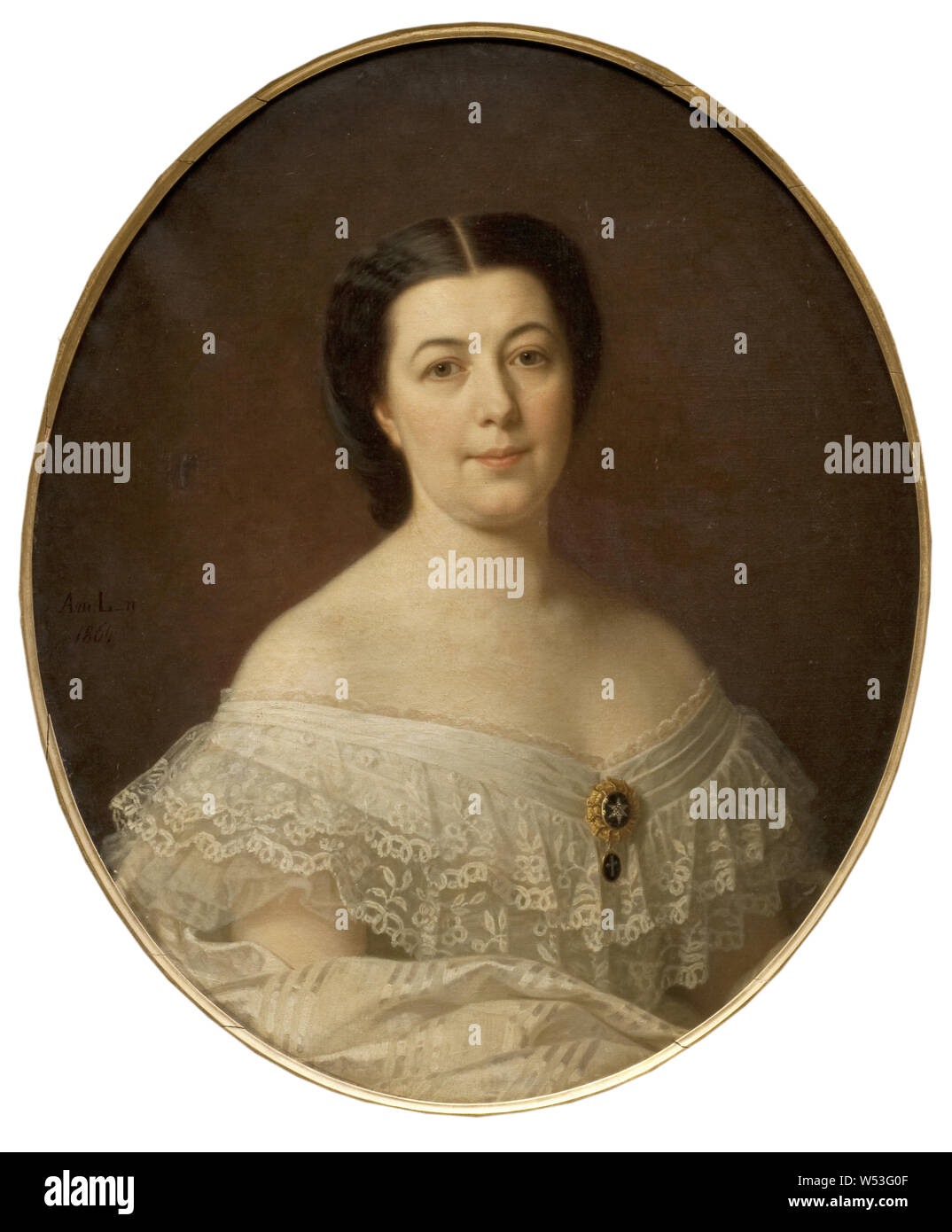 Amalia Lindegren, Oscara Fredrica Leopoldina Wahlström (1828-1895), g.m, wholesaler, mill owner and banker Joseph Nathanael Michaëli, Oil on canvas, Height, 79 cm (31.1 inches), Width, 66 cm (25.9 inches), Signed, Am, L-N, , 1864 Stock Photo