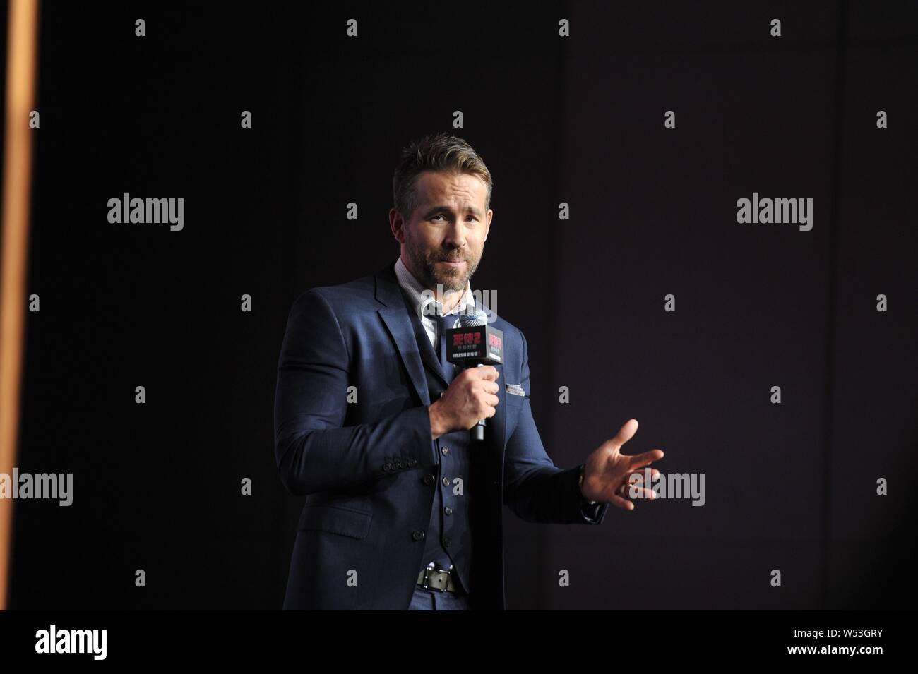 Canadian-American actor Ryan Reynolds attends the China press conference for his new movie 'Deadpool 2' in Beijing, China, 20 January 2019. Stock Photo