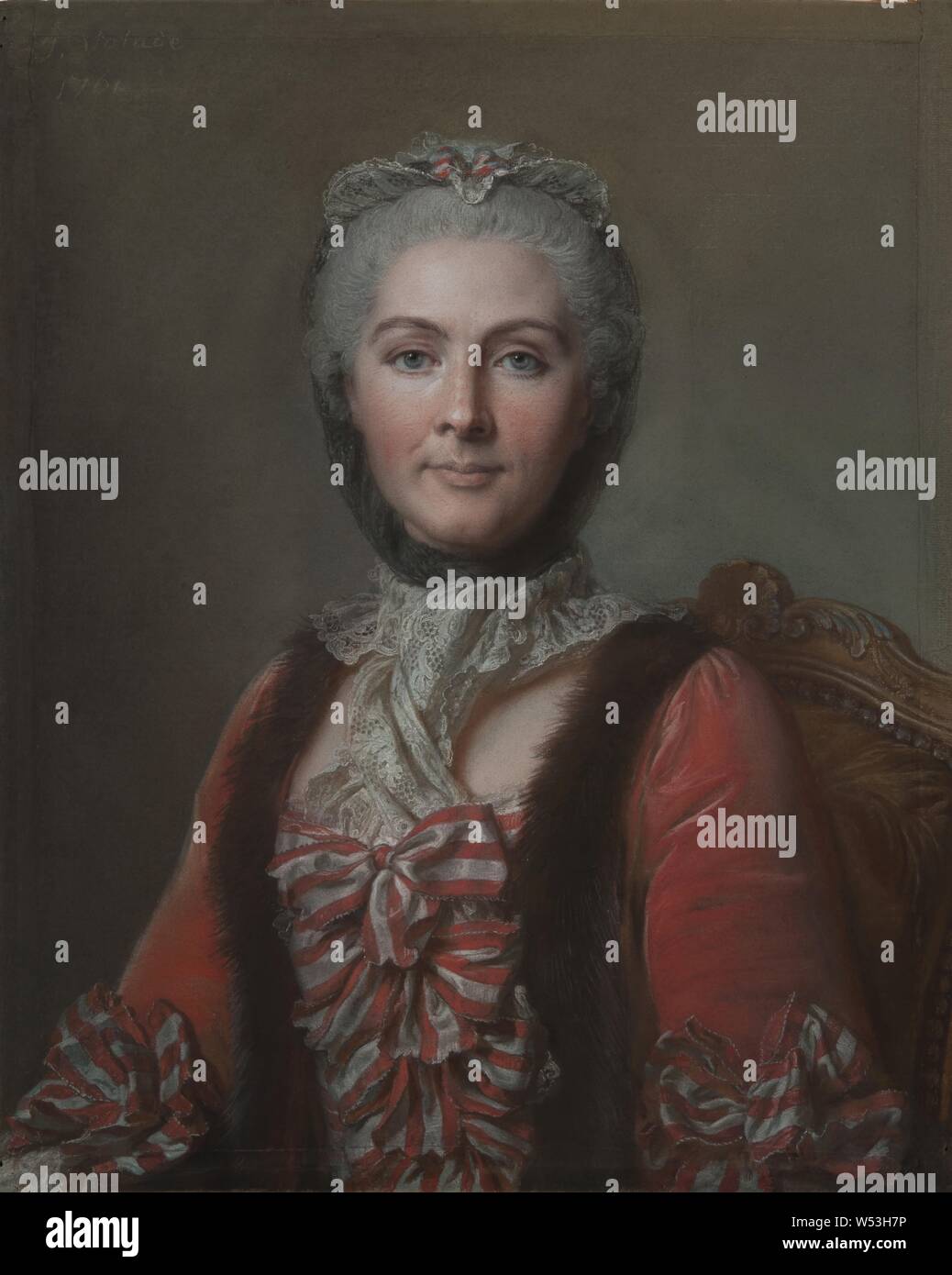 Jean Valade, Marie-Sophie de Courcillon, unknown woman, called Marie Baudard de Sainte-James (1742-1782), g.m, Jean-Maurice Faventines de Fontenille, painting, 1761, Pastel on paper, Height, 63 cm (24.8 inches), Width, 52.3 cm (20.5 inches), Signed, J. Valade /, top left, in white Stock Photo