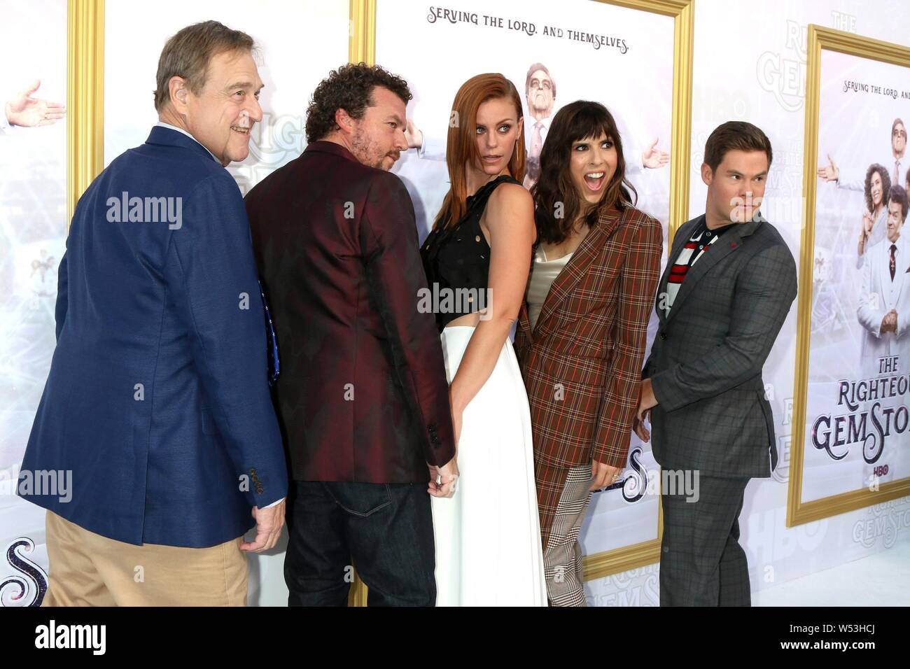 Los Angeles, CA, USA. 25th July, 2019. John Goodman, Danny McBride, Cassidy Freeman, Edi Patterson, Adam DeVine at arrivals for HBO Series THE RIGHTEOUS GEMSTONES Premiere, Paramount, Los Angeles, CA July 25, 2019. Credit: Priscilla Grant/Everett Collection/Alamy Live News Stock Photo