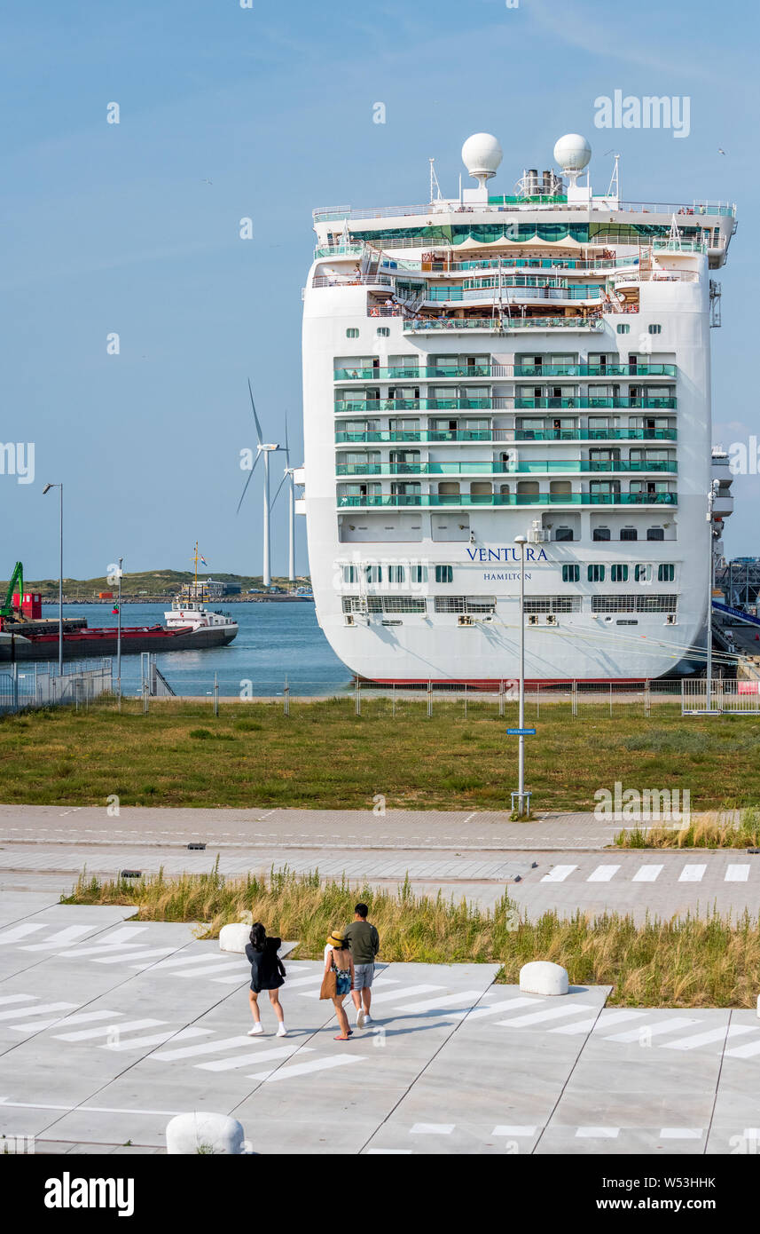 P&O cruise ship Ventura, in port at IJmuiden, Netherlands. Stock Photo