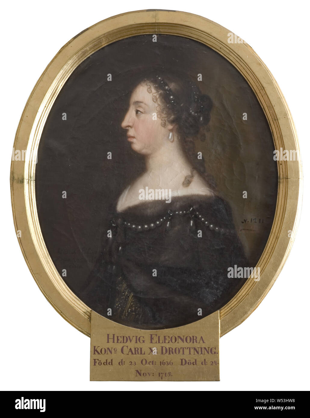 Attributed to David Klöcker Ehrenstrahl, Queen Hedvig Eleonora, Hedvig Eleonora, 1636-1715, Princess of Holstein-Gottorp, Queen of Sweden, painting, portrait, Hedvig Eleonora of Holstein-Gottorp, oil on canvas, Height, 72, cm (28.3 inches), Width, 59 cm (23.2 inches) Stock Photo